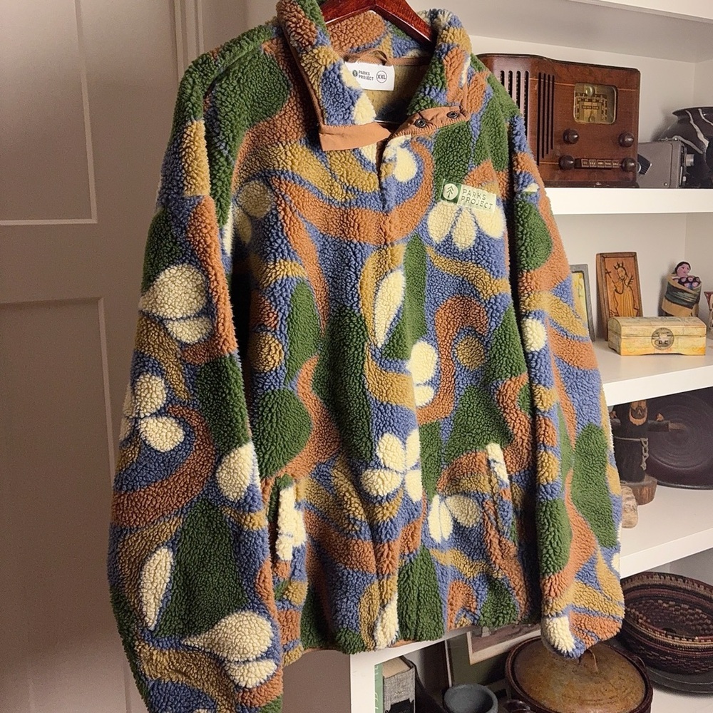 Parks Project Zion Narrows Sherpa Teddy Fleece Pullover XXXL Floral
